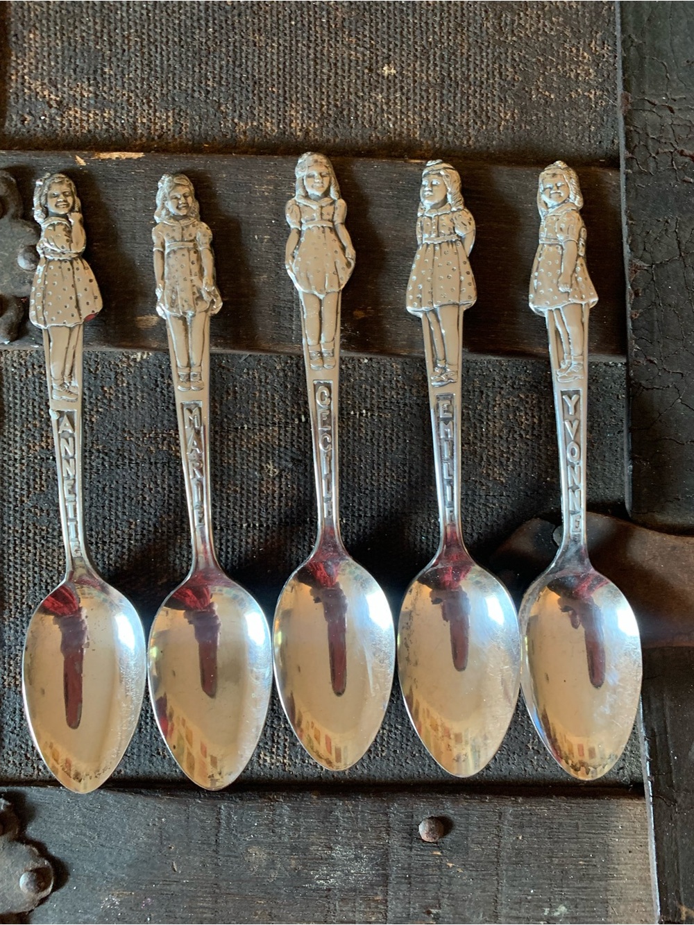 Vintage Silver Quintuplet Collectible Spoons - Set of 5
